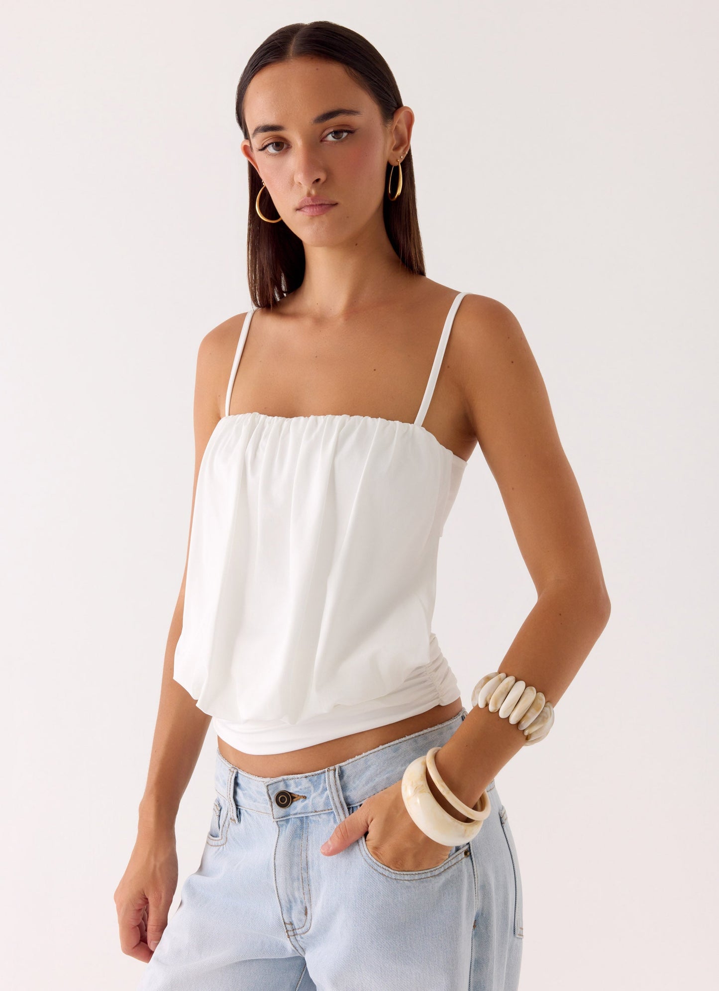 Golden Arc Bangles - Ivory