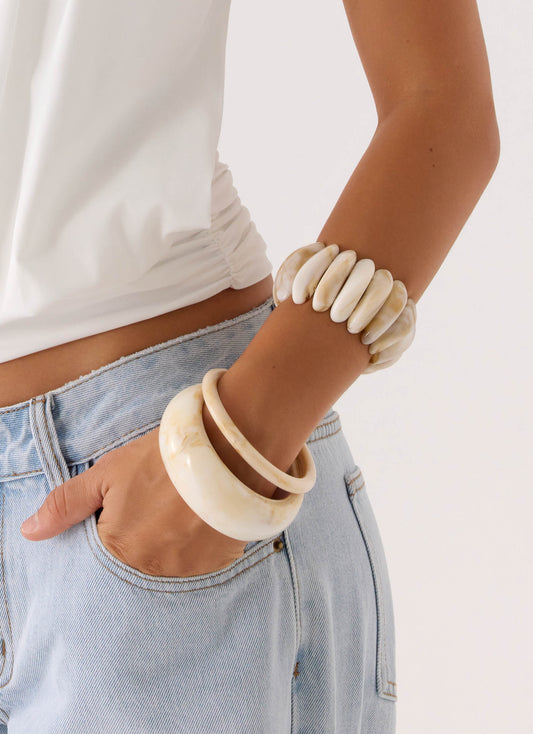 Golden Arc Bangles - Ivory