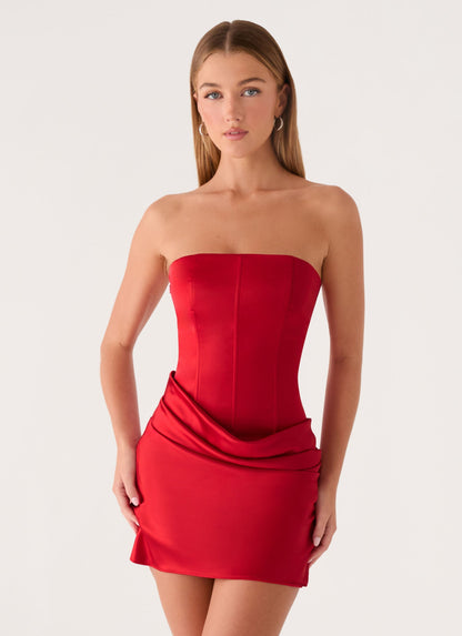 Alva Strapless Mini Dress - Cherry