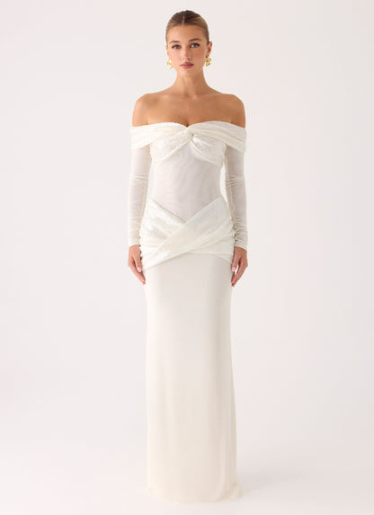 Over To You Sequin Maxi Dress - White