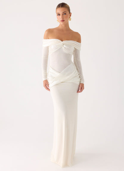 Over To You Sequin Maxi Dress - White